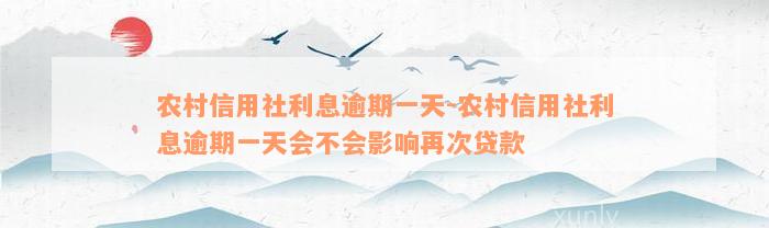 农村信用社利息逾期一天-农村信用社利息逾期一天会不会影响再次贷款