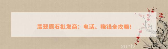 翡翠原石批发商：电话、赚钱全攻略！