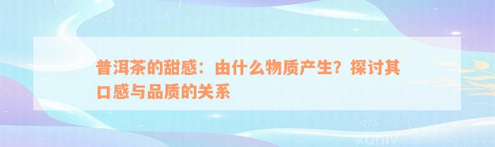 普洱茶的甜感：由什么物质产生？探讨其口感与品质的关系