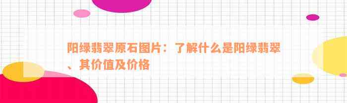 阳绿翡翠原石图片：了解什么是阳绿翡翠、其价值及价格