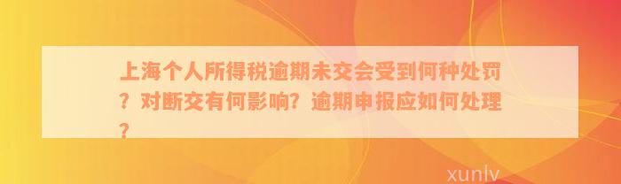 上海个人所得税逾期未交会受到何种处罚？对断交有何影响？逾期申报应如何处理？