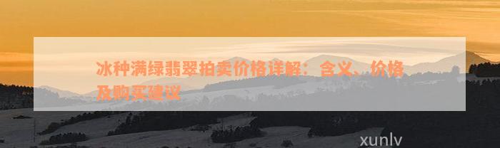 冰种满绿翡翠拍卖价格详解：含义、价格及购买建议