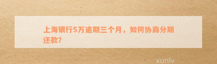 上海银行5万逾期三个月，如何协商分期还款？