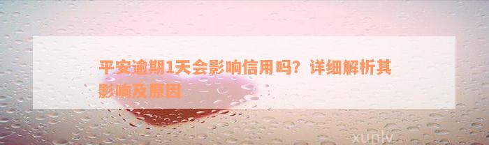 平安逾期1天会影响信用吗？详细解析其影响及原因