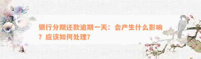 银行分期还款逾期一天：会产生什么影响？应该如何处理？