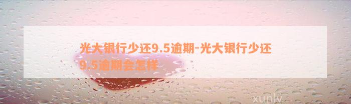 光大银行少还9.5逾期-光大银行少还9.5逾期会怎样