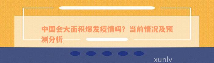 中国会大面积爆发疫情吗？当前情况及预测分析