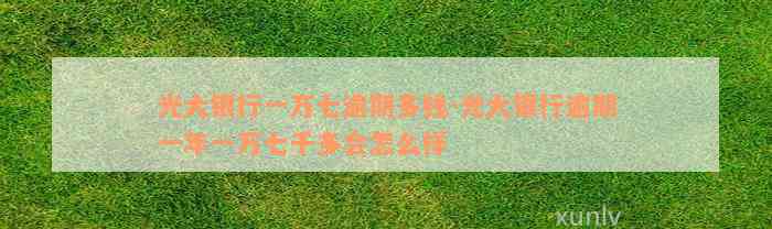 光大银行一万七逾期多钱-光大银行逾期一年一万七千多会怎么样