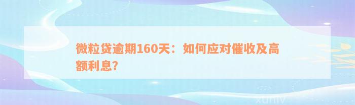 微粒贷逾期160天：如何应对催收及高额利息？