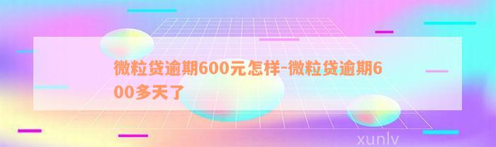 微粒贷逾期600元怎样-微粒贷逾期600多天了