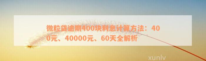 微粒贷逾期400块利息计算方法：400元、40000元、60天全解析