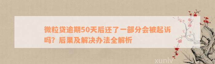 微粒贷逾期50天后还了一部分会被起诉吗？后果及解决办法全解析