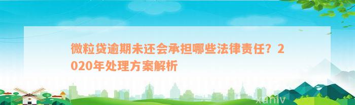 微粒贷逾期未还会承担哪些法律责任？2020年处理方案解析