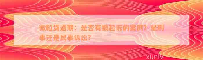 微粒贷逾期：是否有被起诉的案例？是刑事还是民事诉讼？