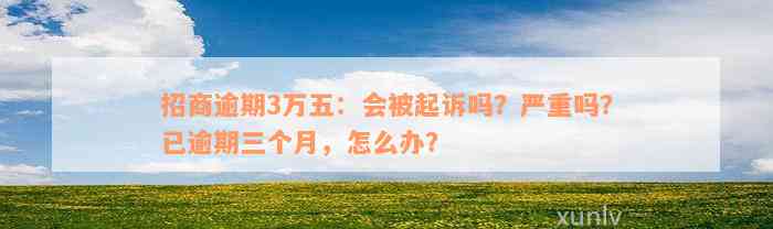 招商逾期3万五：会被起诉吗？严重吗？已逾期三个月，怎么办？