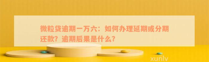 微粒贷逾期一万六：如何办理延期或分期还款？逾期后果是什么？