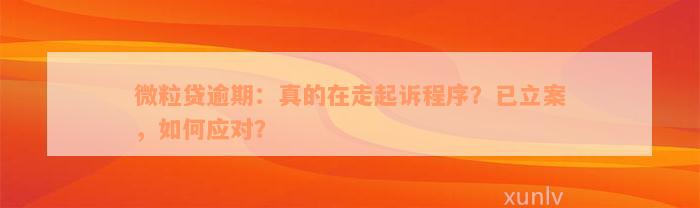 微粒贷逾期：真的在走起诉程序？已立案，如何应对？