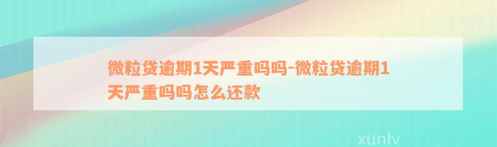 微粒贷逾期1天严重吗吗-微粒贷逾期1天严重吗吗怎么还款