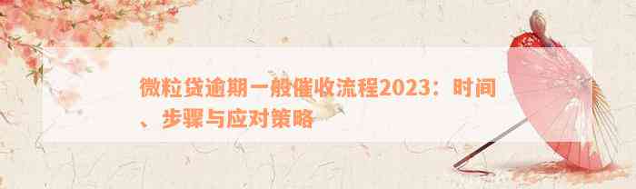 微粒贷逾期一般催收流程2023：时间、步骤与应对策略