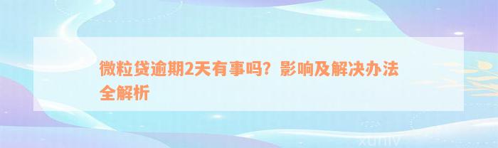 微粒贷逾期2天有事吗？影响及解决办法全解析