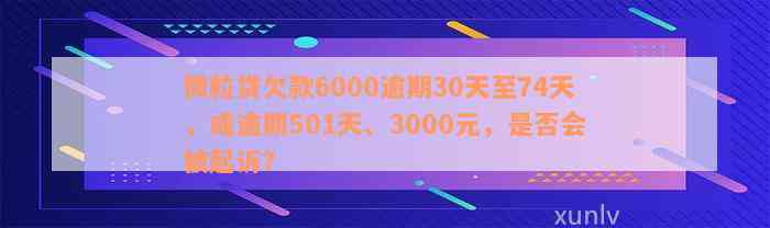 微粒贷欠款6000逾期30天至74天，或逾期501天、3000元，是否会被起诉？