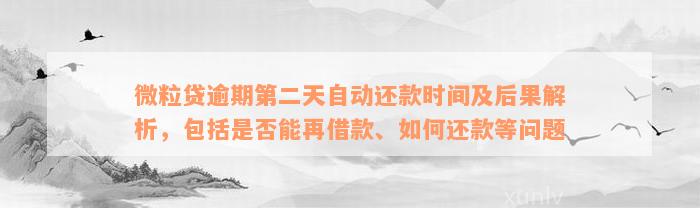 微粒贷逾期第二天自动还款时间及后果解析，包括是否能再借款、如何还款等问题