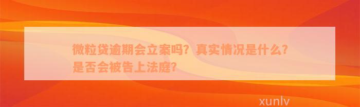 微粒贷逾期会立案吗？真实情况是什么？是否会被告上法庭？