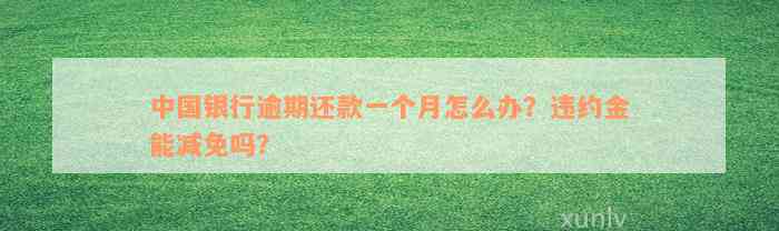 中国银行逾期还款一个月怎么办？违约金能减免吗？