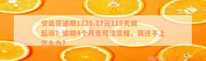 安逸花逾期1325.17元115天被起诉？逾期4个月走司法流程，真还不上怎么办？