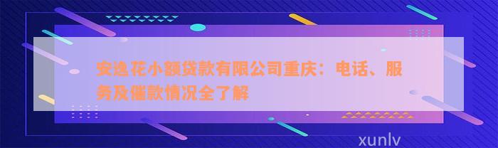 安逸花小额贷款有限公司重庆：电话、服务及催款情况全了解