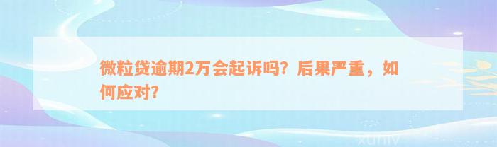 微粒贷逾期2万会起诉吗？后果严重，如何应对？