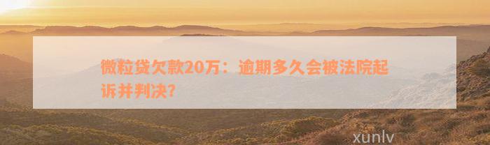 微粒贷欠款20万：逾期多久会被法院起诉并判决？