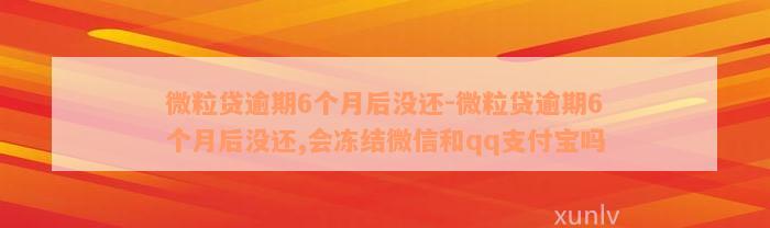 微粒贷逾期6个月后没还-微粒贷逾期6个月后没还,会冻结微信和qq支付宝吗