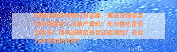 网贷借呗花呗微粒贷逾期：现在没钱能否每月慢慢还？后果严重吗？无力偿还是否会坐牢？借呗逾期后是否还能借款？无能力还款如何处理？