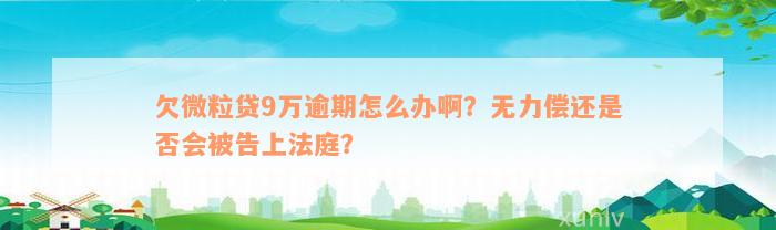 欠微粒贷9万逾期怎么办啊？无力偿还是否会被告上法庭？