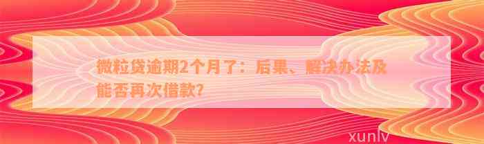 微粒贷逾期2个月了：后果、解决办法及能否再次借款？