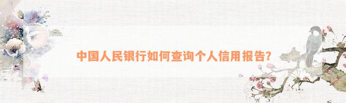 中国人民银行如何查询个人信用报告？