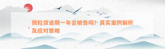 微粒贷逾期一年会被告吗？真实案例解析及应对策略