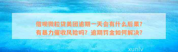 借呗微粒贷美团逾期一天会有什么后果？有暴力催收风险吗？逾期罚金如何解决？