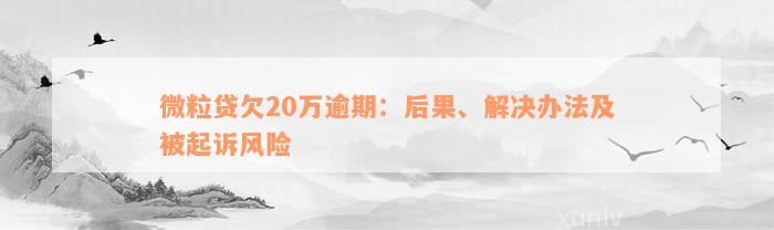 微粒贷欠20万逾期：后果、解决办法及被起诉风险