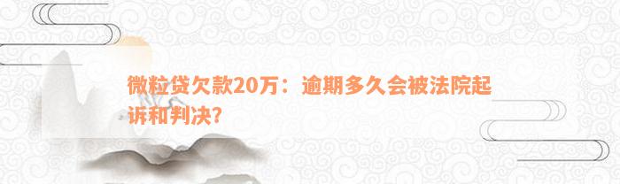 微粒贷欠款20万：逾期多久会被法院起诉和判决？