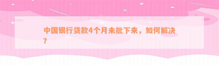 中国银行贷款4个月未批下来，如何解决？