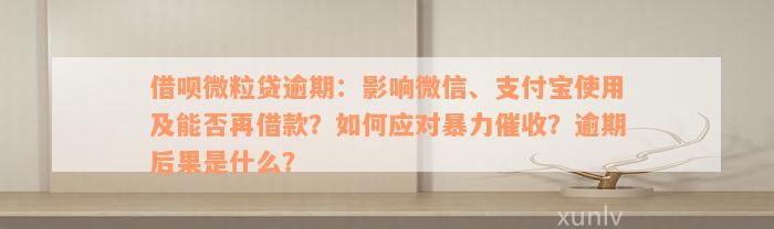 借呗微粒贷逾期：影响微信、支付宝使用及能否再借款？如何应对暴力催收？逾期后果是什么？