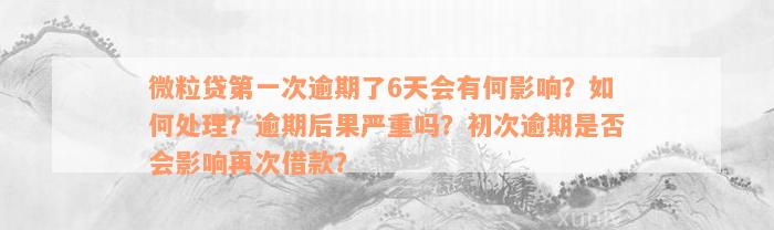 微粒贷第一次逾期了6天会有何影响？如何处理？逾期后果严重吗？初次逾期是否会影响再次借款？