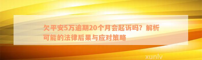 欠平安5万逾期20个月会起诉吗？解析可能的法律后果与应对策略