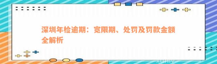 深圳年检逾期：宽限期、处罚及罚款金额全解析