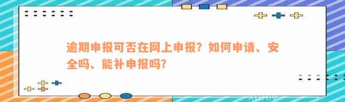 逾期申报可否在网上申报？如何申请、安全吗、能补申报吗？