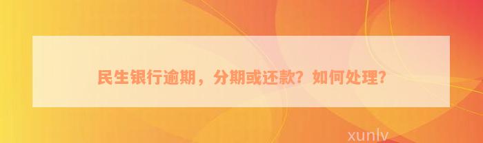 民生银行逾期，分期或还款？如何处理？