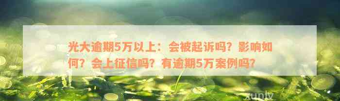 光大逾期5万以上：会被起诉吗？影响如何？会上征信吗？有逾期5万案例吗？