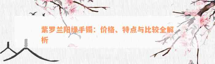 紫罗兰阳绿手镯：价格、特点与比较全解析